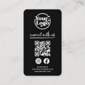 Carte De Visite Black Connect With Us QR Code Logo Social Media (Devant)