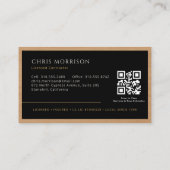 Carte De Visite Black Construction Professional Wood QR Code (Dos)