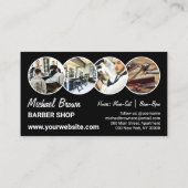 Carte De Visite Black Custom Photos Circle Modern Barber Shop (Dos)