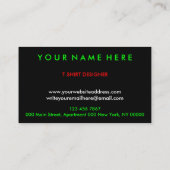 Carte De Visite Black Custom Vêtements Magasin Imprimer (Dos)