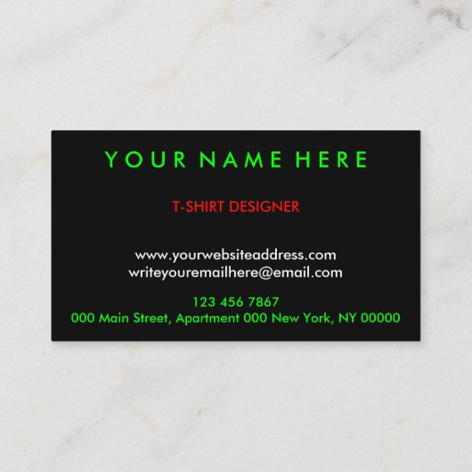 Carte De Visite Black Custom Vêtements Magasin Imprimer (Dos)