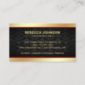 Carte De Visite Black Damas Faux Gold Foil Couronne rouge (Dos)