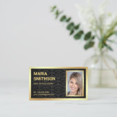 Carte De Visite Black Damask Gold Foil Immobilier Realer Photo (Debout devant)