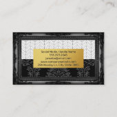 Carte De Visite Black Damask Gold Metal | Cadre classique (Dos)