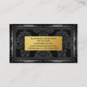 Carte De Visite Black Damask Gold Metal | Cadre classique (Dos)