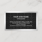 Carte De Visite Black Damask Silver Fitness Personal Trainer Photo (Dos)
