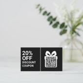 Carte De Visite Black Discount Coupon QR Code Marketing (Debout devant)