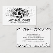 Carte De Visite Black Dot Art Splatter Camera Shutter (Devant / Derrière)