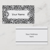 Carte De Visite Black Dots & Circle Pattern + your text & backgr. (Devant / Derrière)