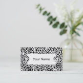 Carte De Visite Black Dots & Circle Pattern + your text & backgr. (Debout devant)