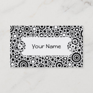 Carte De Visite Black Dots & Circle Pattern + your text & backgr.