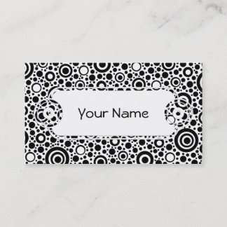 Carte De Visite Black Dots & Circle Pattern + your text & backgr.