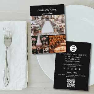 Carte De Visite Black Event Planning Business 3 Photos QR Code