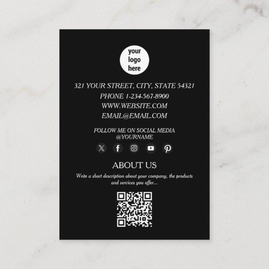Carte De Visite Black Event Planning Business 3 Photos QR Code (Dos)