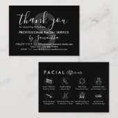 Carte De Visite Black Facial Aftercare Conseils Instruction Merci (Devant / Derrière)