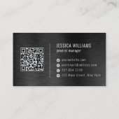Carte De Visite Black Faux Brushed Steel Professional QR Code (Dos)