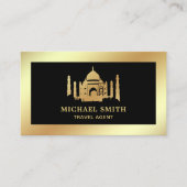 Carte De Visite Black Faux Gold Foil Taj Mahal Agent de voyage (Devant)
