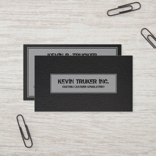 Carte De Visite Black faux leather (Devant/Arrière en situation)