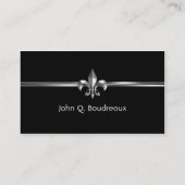 Carte De Visite Black Fleur de Lis argenté moderne (Dos)