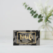 Carte De Visite Black Floral Gold Texte ongle Salon gris (Debout devant)