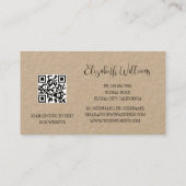 Carte De Visite Black Floral Line Art Botanical QR-Code (Dos)