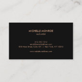 Carte De Visite Black Floral Rose Gold Texte ongle Salon (Dos)