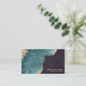 Carte De Visite *~* Black Geode Turquoise Moss Agate Gold Parties (Debout devant)