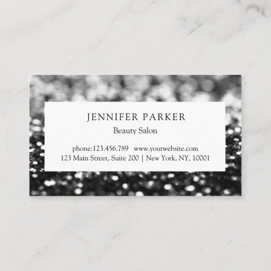 Carte De Visite Black GlitterSalon et spa Loyalty (Dos)