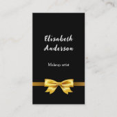 Carte De Visite Black gold bow Qr code médias sociaux (Devant)