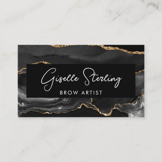 Carte De Visite Black Gold Brow Artist QR Code (Devant)