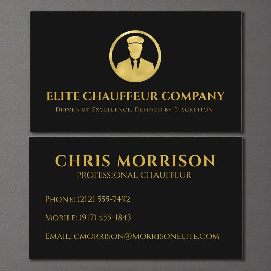 Carte De Visite Black Gold Chauffeur