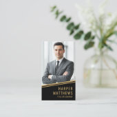 Carte De Visite Black Gold Chic Real Estate (Debout devant)