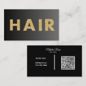 Carte De Visite Black&Gold, coiffeur professionnel & code QR, (Devant / Derrière)