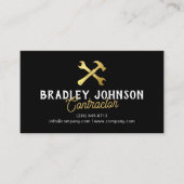 Carte De Visite Black Gold Construction Building QR Code (Devant)