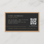 Carte De Visite Black Gold Contractor Construction Wood QR Code (Dos)