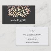Carte De Visite Black & Gold et rose Foil Look Feuilles Whimsical (Devant / Derrière)