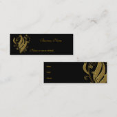 Carte de visite Black Gold Floral Skinny (Devant / Derrière)