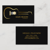 Carte De Visite Black Gold Guitar Modern Logo Music (Devant / Derrière)