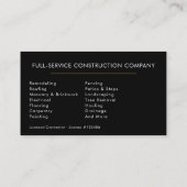 Carte De Visite Black Gold Handyman Construction (Dos)