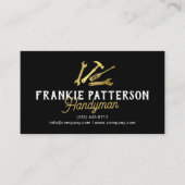 Carte De Visite Black Gold Handyman Repair & Maintenance QR Code (Devant)