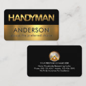 Carte De Visite Black Gold Handyman Signage Layers (Devant / Derrière)