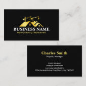 Carte De Visite Black Gold Home Building Construction (Devant / Derrière)