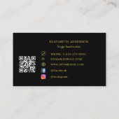Carte De Visite Black gold lotus flower Yoga Instructor (Dos)