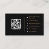 Carte De Visite Black Gold Luxury Monogramme Médias sociaux QR Cod (Dos)