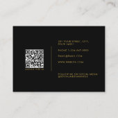Carte De Visite Black Gold Luxury Monogramme Médias sociaux QR Cod (Dos)