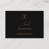 Carte De Visite Black Gold Luxury Monogramme Médias sociaux QR Cod (Devant)