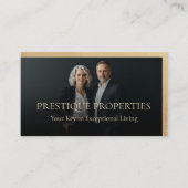 Carte De Visite Black Gold Luxury Real Estate Agent Photo Luxe (Devant)