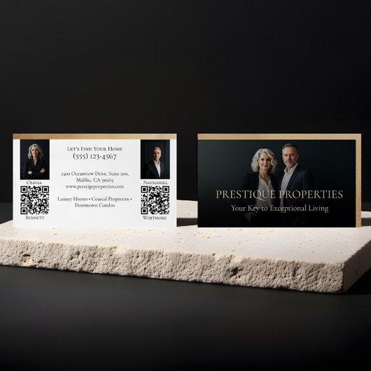 Carte De Visite Black Gold Luxury Real Estate Agent Photo Luxe