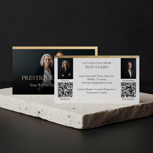 Carte De Visite Black Gold Luxury Real Estate Agent Photo Luxe