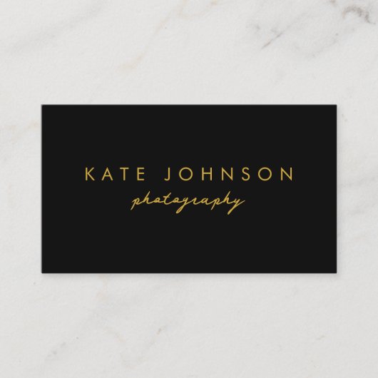 Carte De Visite Black Gold Luxury Script QR Code Médias sociaux (Devant)